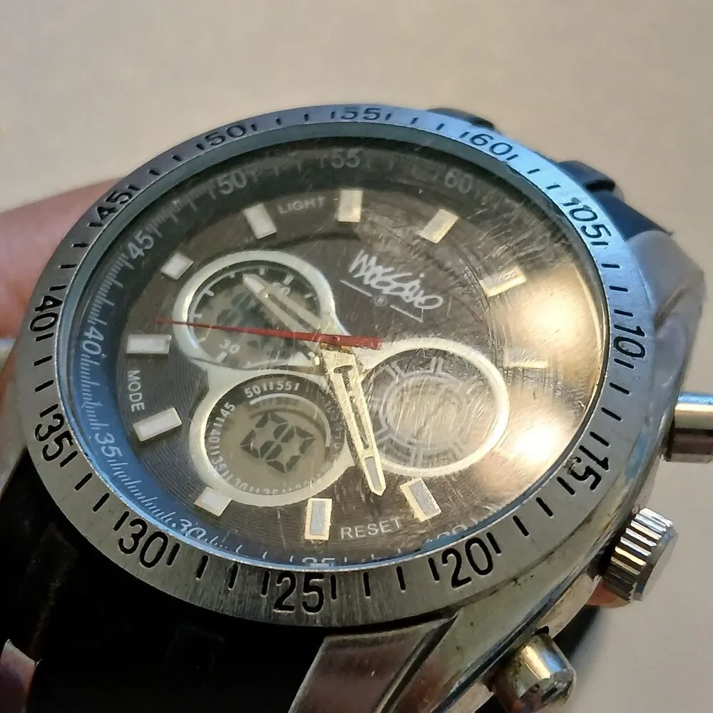 Parts/Repair Mossimo Men's Black Silver Ana-Digi Watch MM91289